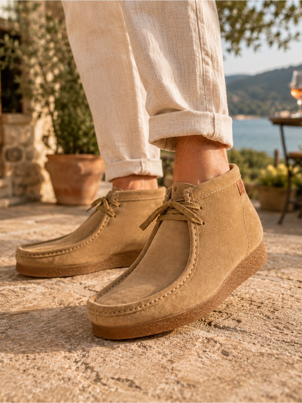 Clarks Shacre Boot Dark Sand Suede Chukka Boots Men’s 10.5 Moc Toe Crepe Sole